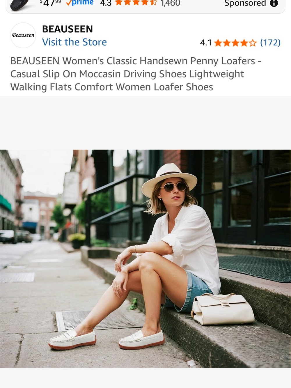 Women's Classic White Penny Loafers - Casual Slip-On Driving Shoes